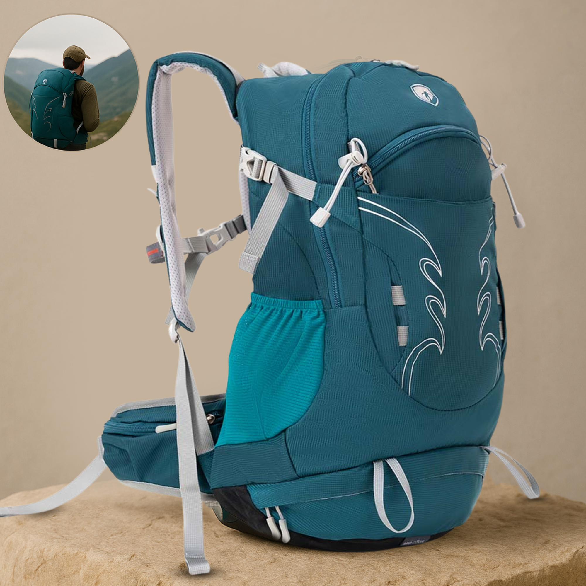 AeroTrail – Hiking Rucksack 30L | Breathable Ergonomic Back System with Rain Cover | Day Hiking Pack for Men & Women