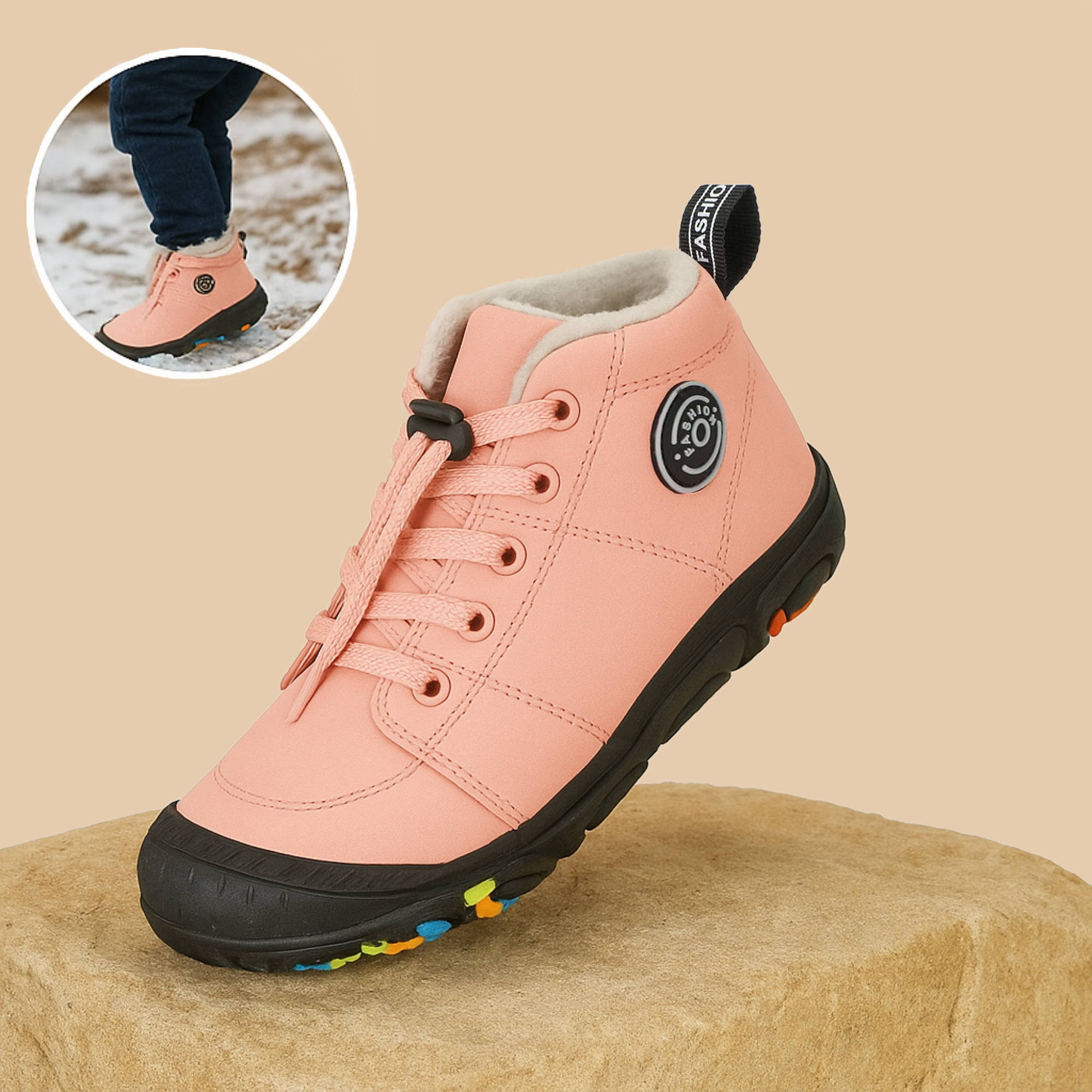 NordTrek – Kids Waterproof Barefoot Winter Boots | Warm Insulated Non-Slip Flexible Sole | Snow Outdoor Shoes for Children