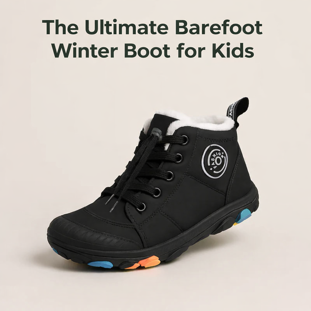 NordTrek – Kids Waterproof Barefoot Winter Boots | Warm Insulated Non-Slip Flexible Sole | Snow Outdoor Shoes for Children