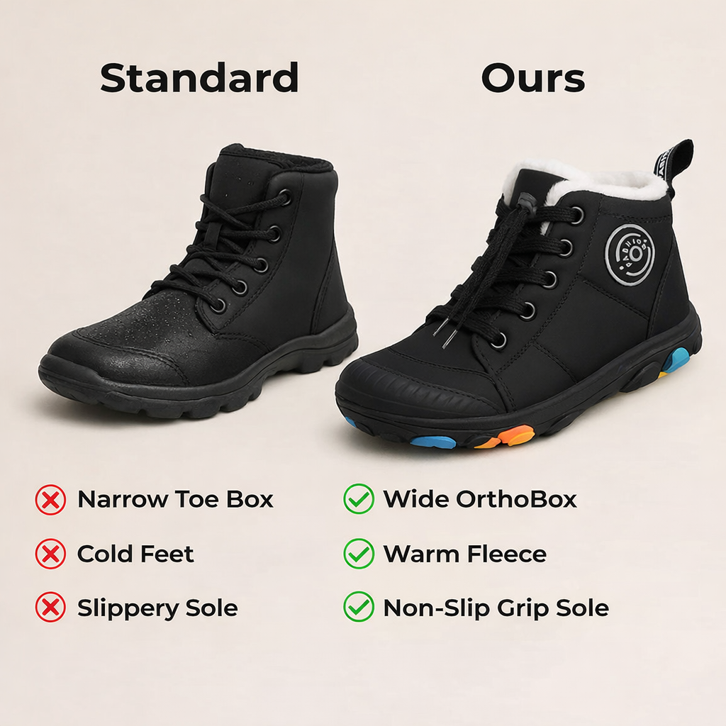 NordTrek – Kids Waterproof Barefoot Winter Boots | Warm Insulated Non-Slip Flexible Sole | Snow Outdoor Shoes for Children